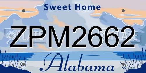 ZPM2662 Alabama License Plate