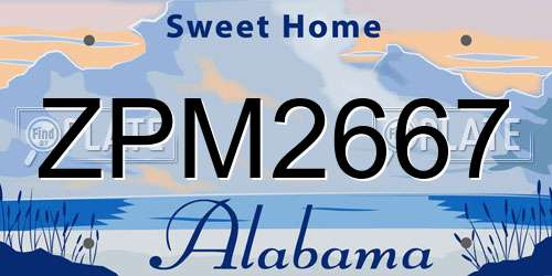 ZPM2667 Alabama License Plate