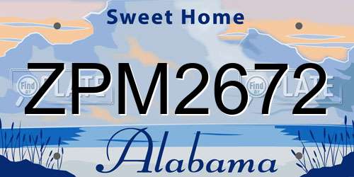 ZPM2672 Alabama License Plate