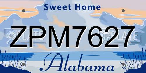ZPM7627 Alabama License Plate