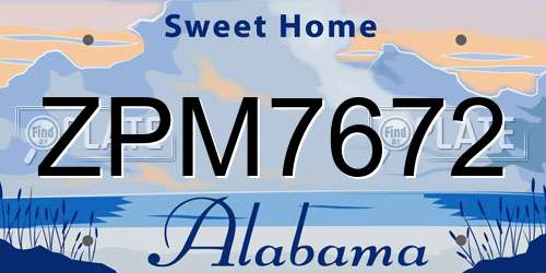 ZPM7672 Alabama License Plate