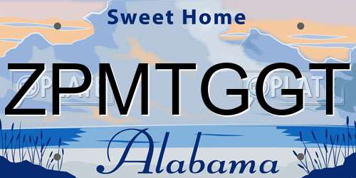 ZPMTGGT Alabama License Plate