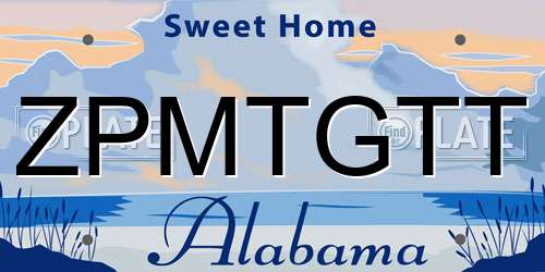 ZPMTGTT Alabama License Plate