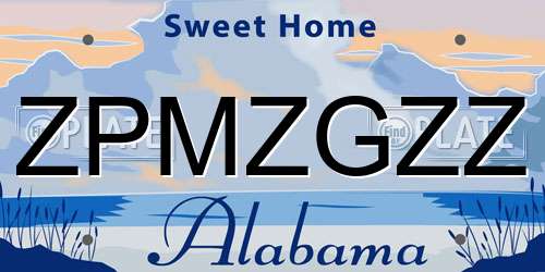 ZPMZGZZ Alabama License Plate