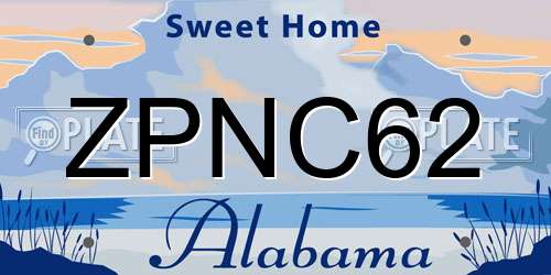 ZPNC62 Alabama License Plate