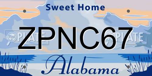 ZPNC67 Alabama License Plate
