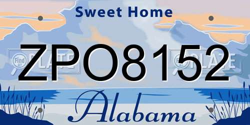 ZPO8152 Alabama License Plate