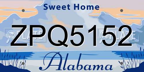 ZPQ5152 Alabama License Plate