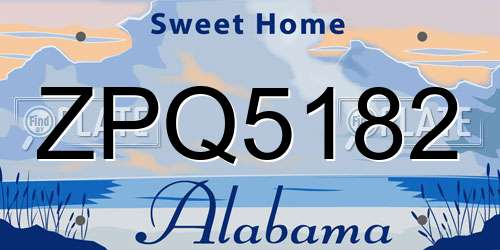 ZPQ5182 Alabama License Plate