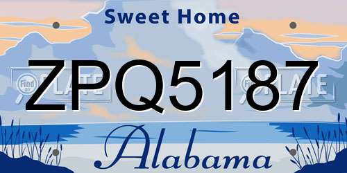 ZPQ5187 Alabama License Plate