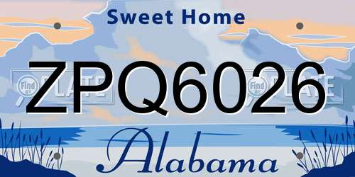 ZPQ6026 Alabama License Plate