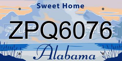 ZPQ6076 Alabama License Plate