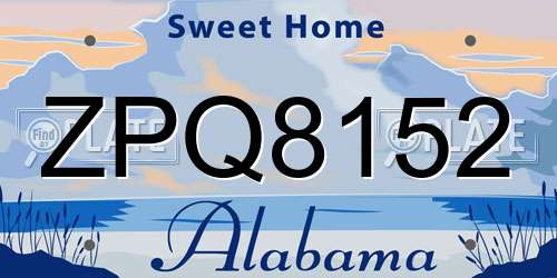 ZPQ8152 Alabama License Plate