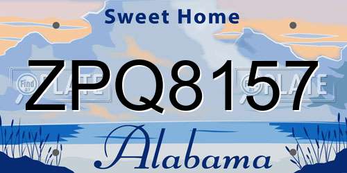 ZPQ8157 Alabama License Plate