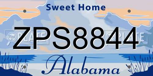 ZPS8844 Alabama License Plate