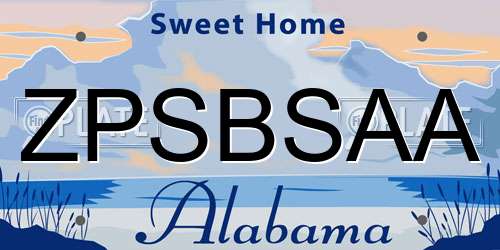ZPSBSAA Alabama License Plate