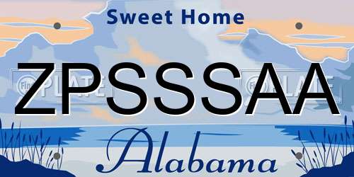 ZPSSSAA Alabama License Plate