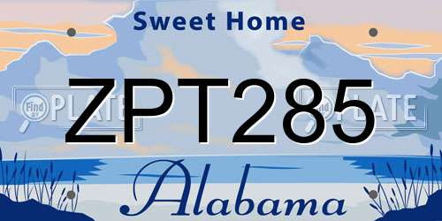 ZPT285 Alabama License Plate