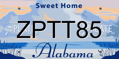 ZPTT85 Alabama License Plate