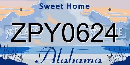 ZPY0624 Alabama License Plate