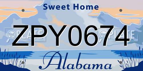 ZPY0674 Alabama License Plate