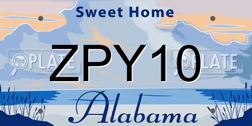ZPY10 Alabama License Plate