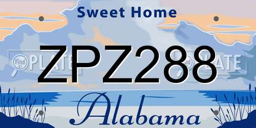 ZPZ288 Alabama License Plate