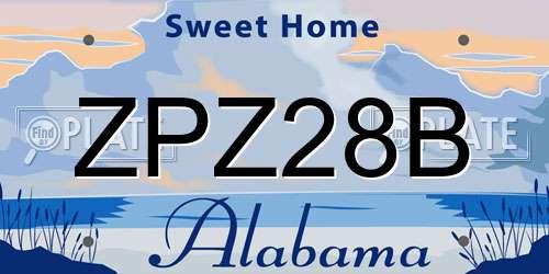 ZPZ28B Alabama License Plate