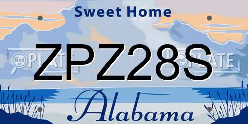 ZPZ28S Alabama License Plate