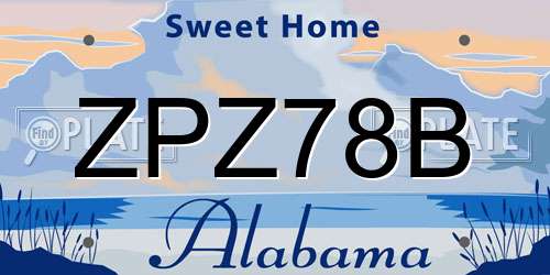 ZPZ78B Alabama License Plate