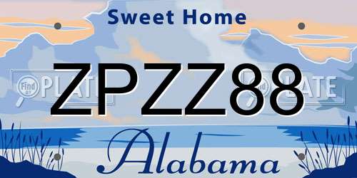 ZPZZ88 Alabama License Plate