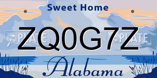 ZQ0G7Z Alabama License Plate