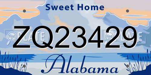 ZQ23429 Alabama License Plate