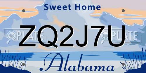 ZQ2J7U Alabama License Plate
