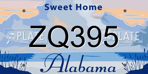 ZQ395 Alabama License Plate