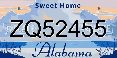 ZQ52455 Alabama License Plate
