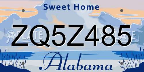 ZQ5Z485 Alabama License Plate