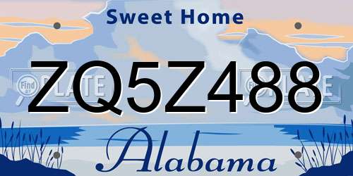 ZQ5Z488 Alabama License Plate