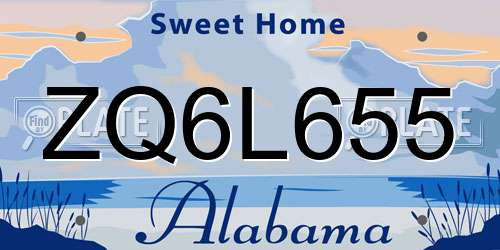 ZQ6L655 Alabama License Plate