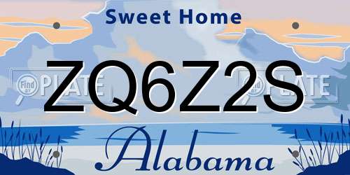 ZQ6Z2S Alabama License Plate