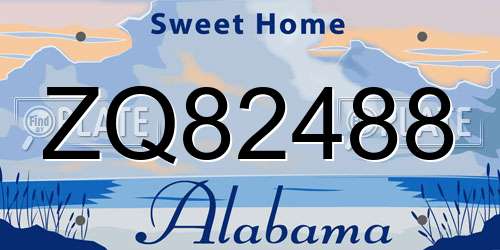 ZQ82488 Alabama License Plate