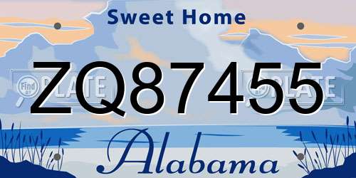 ZQ87455 Alabama License Plate