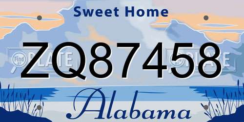 ZQ87458 Alabama License Plate