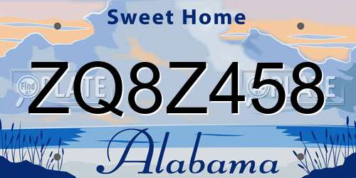 ZQ8Z458 Alabama License Plate