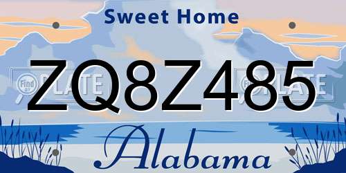 ZQ8Z485 Alabama License Plate