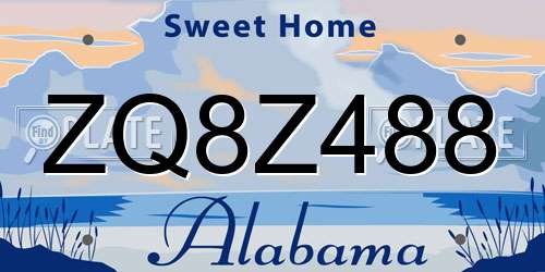 ZQ8Z488 Alabama License Plate