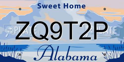 ZQ9T2P Alabama License Plate