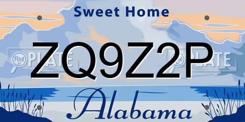ZQ9Z2P Alabama License Plate