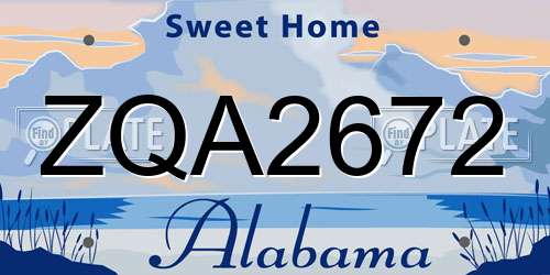 ZQA2672 Alabama License Plate