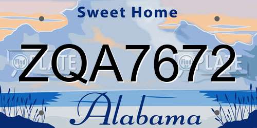 ZQA7672 Alabama License Plate